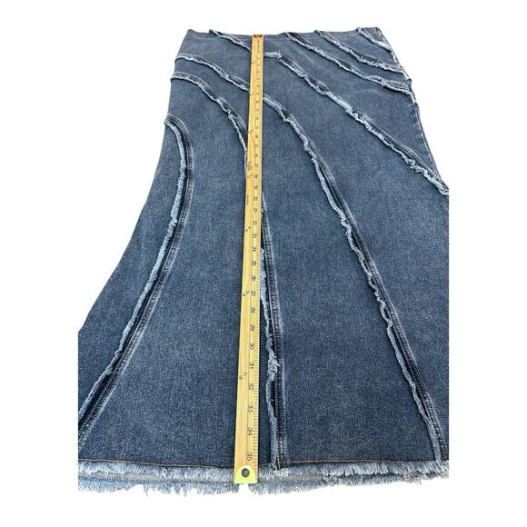 DOLLS KILL X GENERATION KISS JADE MAXI MERMAID DENIM DISTRESSED Y2K SKIRT SZ XL - Picture 7 of 10